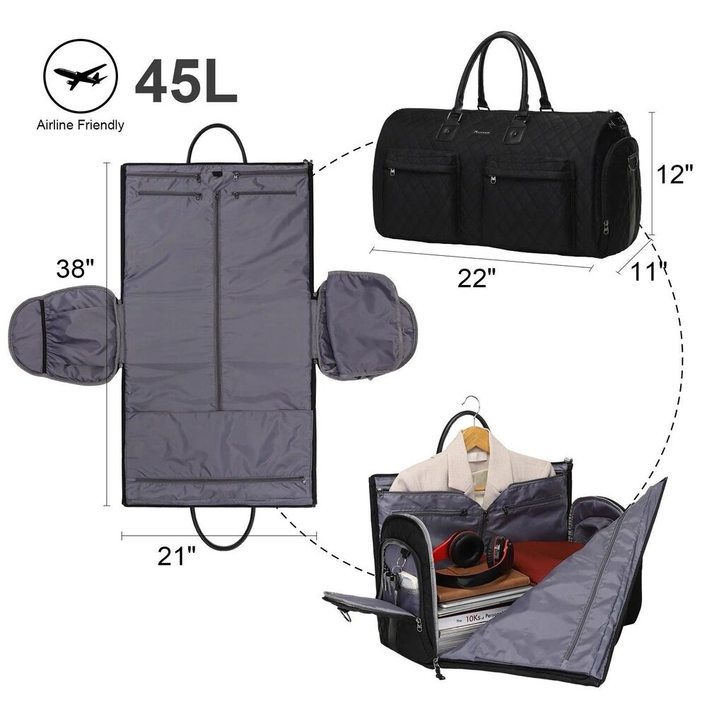Convertible 2 in 1 Garment Bag & Duffel Bag Carry On Travel Suitcase Business